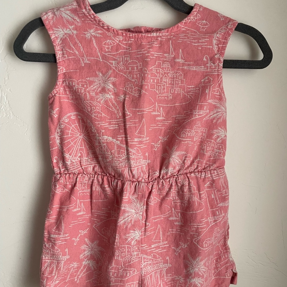 Pink Sleeveless Romper with White Print